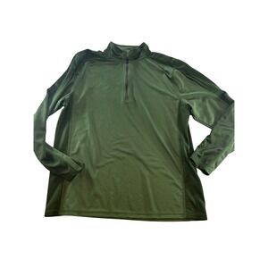LL Bean Mens 00959 Long Sleeve Quarter Zip Pullover Shirt Green XL Polyester